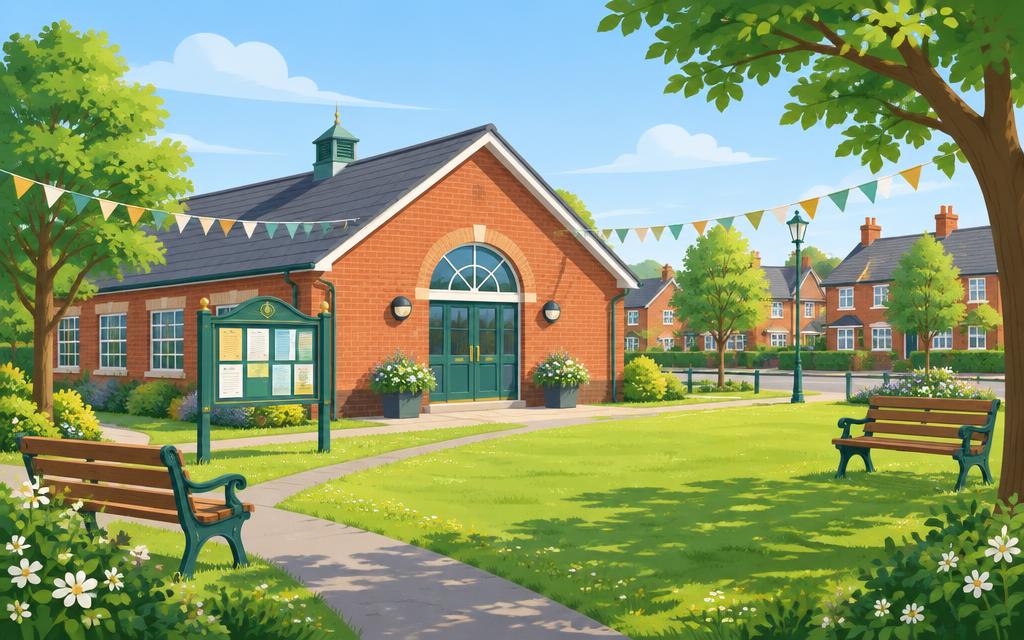Artist's impression of a community hall and green in a Derby suburb